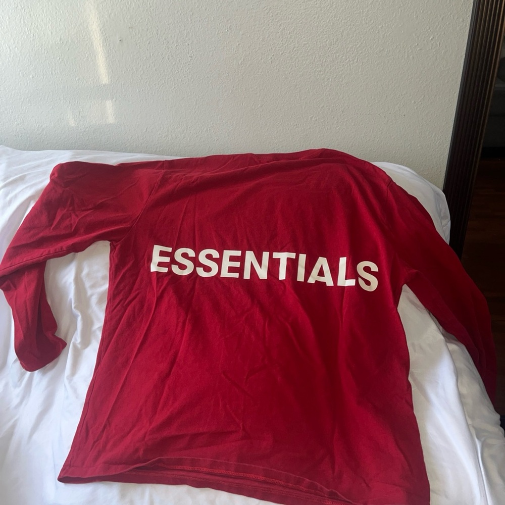 Essentials Red Crewneck Tee with FOG